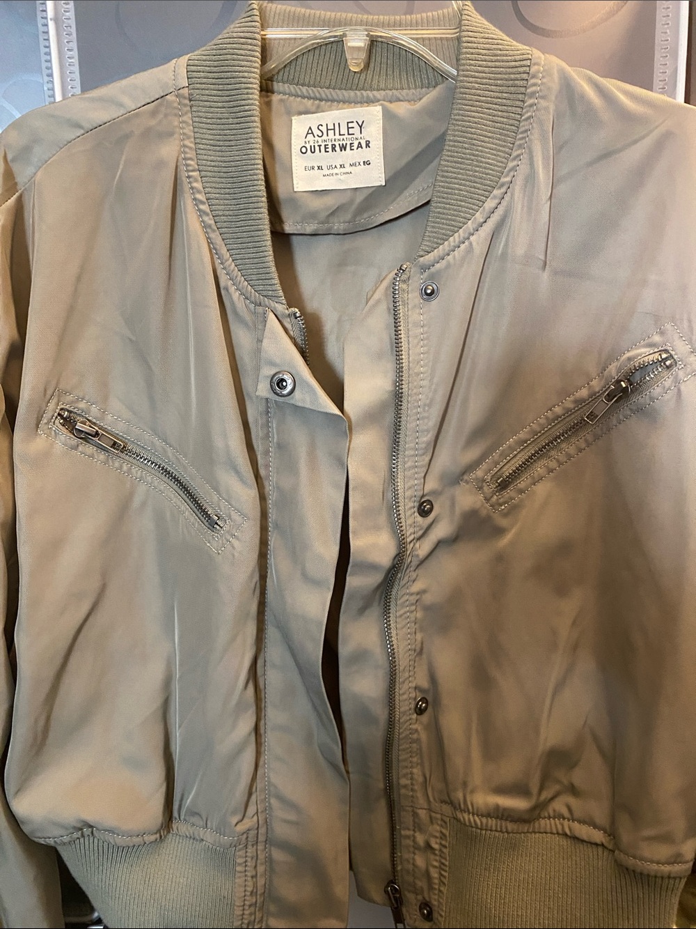 Women's Light Olive Green Bomber Jacket